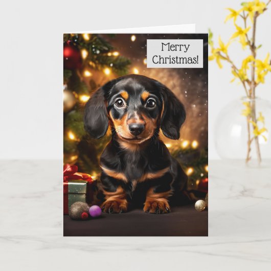 Carte de Noël Chien Chien Chien Chien Chien Chien  (Fleur jaune)