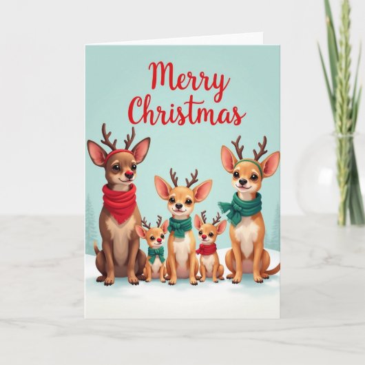 Carte de Noël Chien Faon Joyeux (Devant)