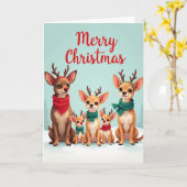 Carte de Noël Chien Faon Joyeux (Fleur jaune)