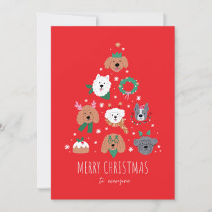 Carte de Noël Chien Illustrative Ludique Rouge Ver