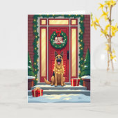 Carte de Noël Chien Lumineux (Fleur jaune)