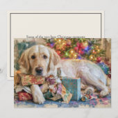 Carte de Noël Chien Retriever doré Présente (Devant / Derrière)