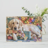 Carte de Noël Chien Retriever doré Présente (Debout devant)