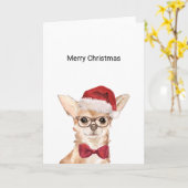 Carte de Noël Chihuahua (Fleur jaune)