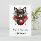 Carte de Noël Chihuahua et Babiole (Debout devant)