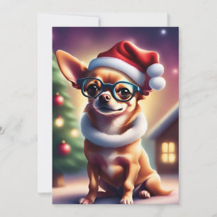 Carte de Noël Chihuahua Père Noël