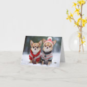Carte de Noël Chihuahuas (Fleur jaune)