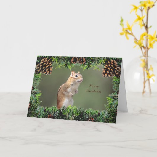 Carte de Noël Chipmunk (Fleur jaune)