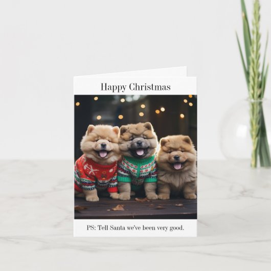 Carte de Noël Chow Chow Puppies (Devant)