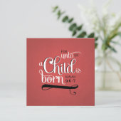 Carte de Noël chrétien un enfant est né Écriture (Debout devant)