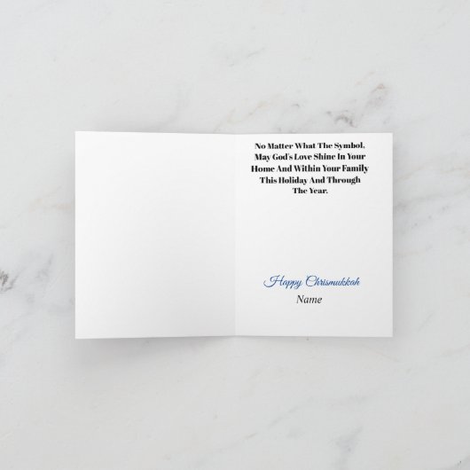 Carte de Noël Chrismukkah silhouette dorée (Intérieur)
