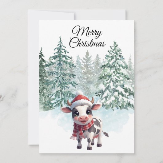 Carte de Noël Christmas Cow Flat (Devant)