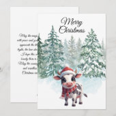 Carte de Noël Christmas Cow Flat (Devant / Derrière)