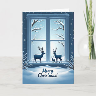 Carte de Noël Chute de Neige à la Fenêtre
