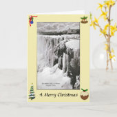 Carte de Noël - Chutes du Niagara en hiver (Fleur jaune)