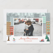 Carte de Noël citadine à plat pour les fêtes (Devant)