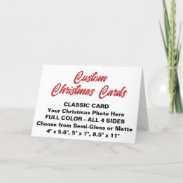 CARTE DE NOËL CLASSIQUE 5" x 7" personnalisée