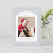 Carte de Noël classique à carreaux gris (Debout devant)