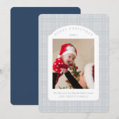 Carte de Noël classique à carreaux gris (Devant / Derrière)