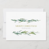 Carte de Noël Classique à la Verdure d'Hiver (Devant)