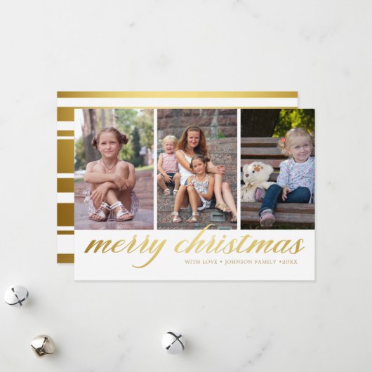 Carte de Noël Classique avec écriture "Joyeux Noël (Devant/Arrière en situation)