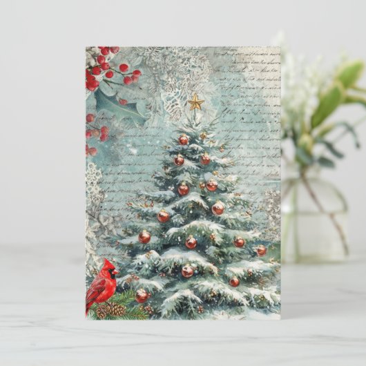 Carte de Noël classique de style vintage tradition (Debout devant)