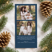 Carte de Noël classique double bordure marine avec