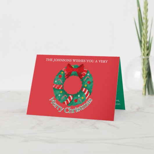 Carte de Noël classique en rouge et vert (Devant)