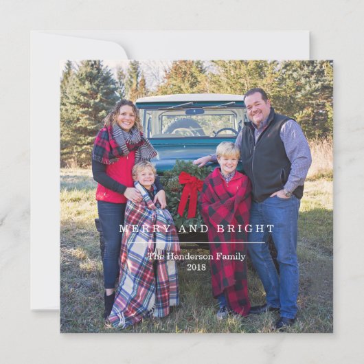 Carte de Noël classique photo Joyeuse et Lumineuse (Devant)