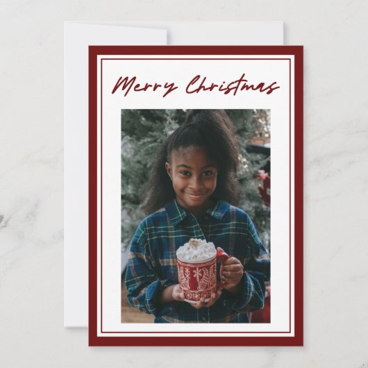 Carte de Noël classique Red Script 2 Photo (Devant)