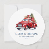 Carte de Noël classique Red Truck Blue Merry (Devant)