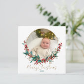 Carte de Noël classique Vintage Holly Family (Debout devant)