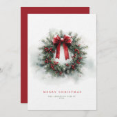 Carte de Noël classique Watercolor Wreath (Devant / Derrière)