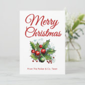 Carte de Noël Clean Script | Ajouter un nom de soc (Debout devant)