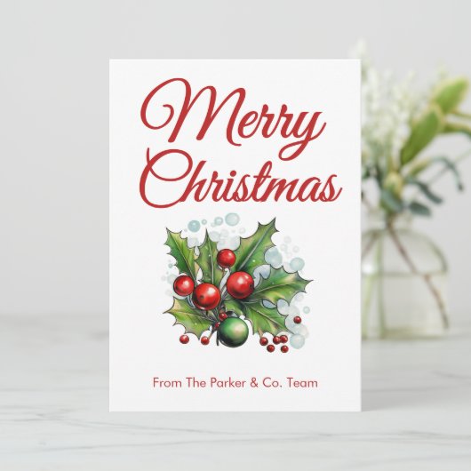 Carte de Noël Clean Script | Ajouter un nom de soc (Debout devant)