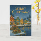 Carte de Noël Coastal Fishing Village (Fleur jaune)