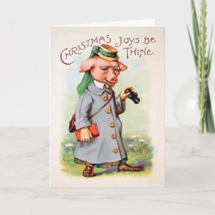 Carte de Noël cochonne victorienne