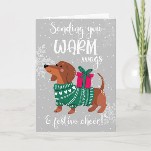 Carte de Noël "Cochonnet mignon" Chien teckel "Câl