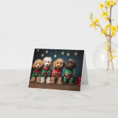 Carte de Noël Cockapoo Puppies (Fleur jaune)