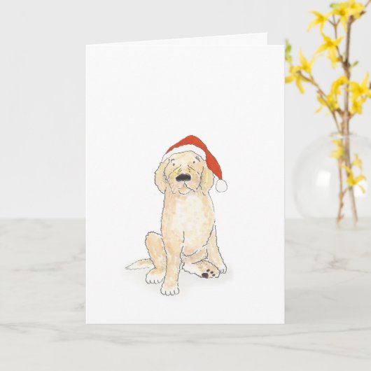 Carte de Noël Cockerpoo (Fleur jaune)