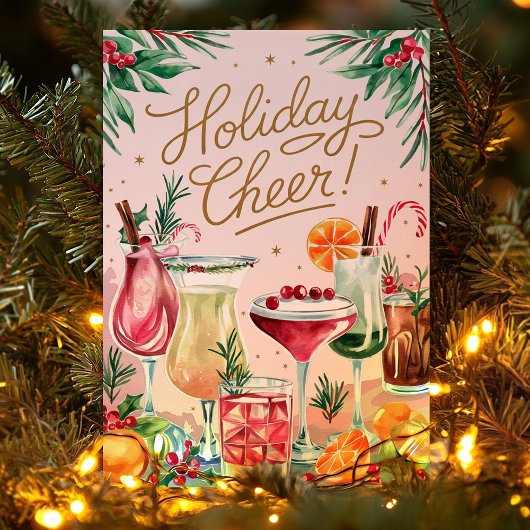 Carte de Noël Cocktail Fête Joyeuse