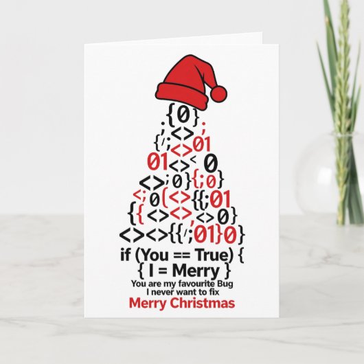 Carte de Noël Coding Christmas Tree - Cadeau Roman (Devant)