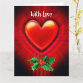 Carte de Noël coeur rouge profond message personna (Fleur jaune)