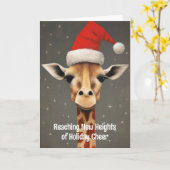 Carte de Noël Coincée Giraffe Père Noël (Fleur jaune)