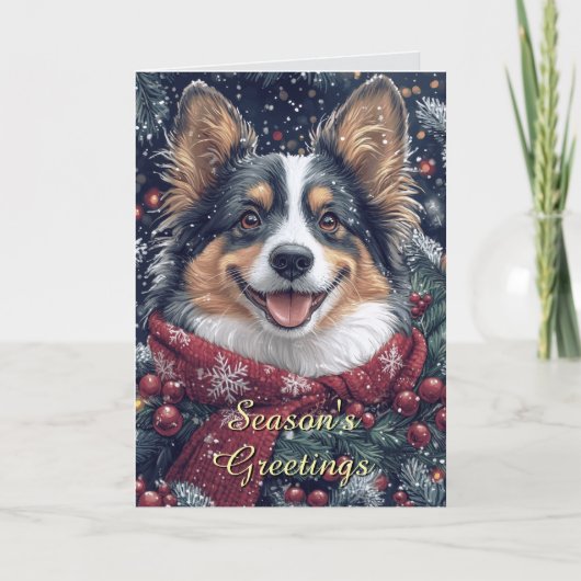 Carte de Noël Collie Chien Souriant (Devant)