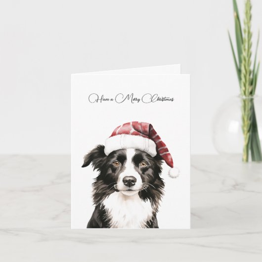 Carte de Noël Collie de la frontière personnalisée (Devant)