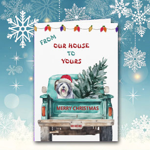 Carte de Noël Collie Retro Farm Truck