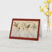 Carte de Noël colombes festive (Fleur jaune)