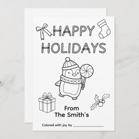 Carte de Noël colorée (Devant / Derrière)