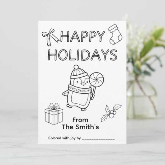 Carte de Noël colorée (Debout devant)